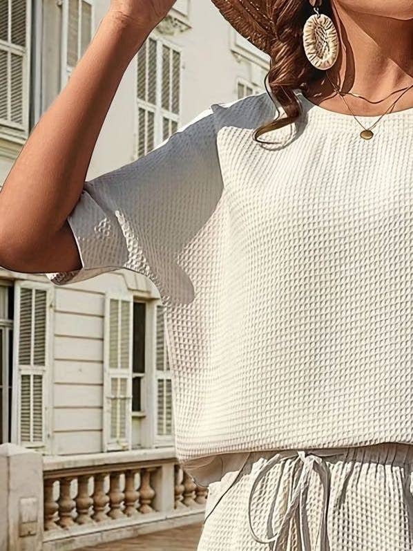 Conjunto de pantalones cortos texturizados - Cordón en la cintura para venta al por mayor de Miss Sparkling