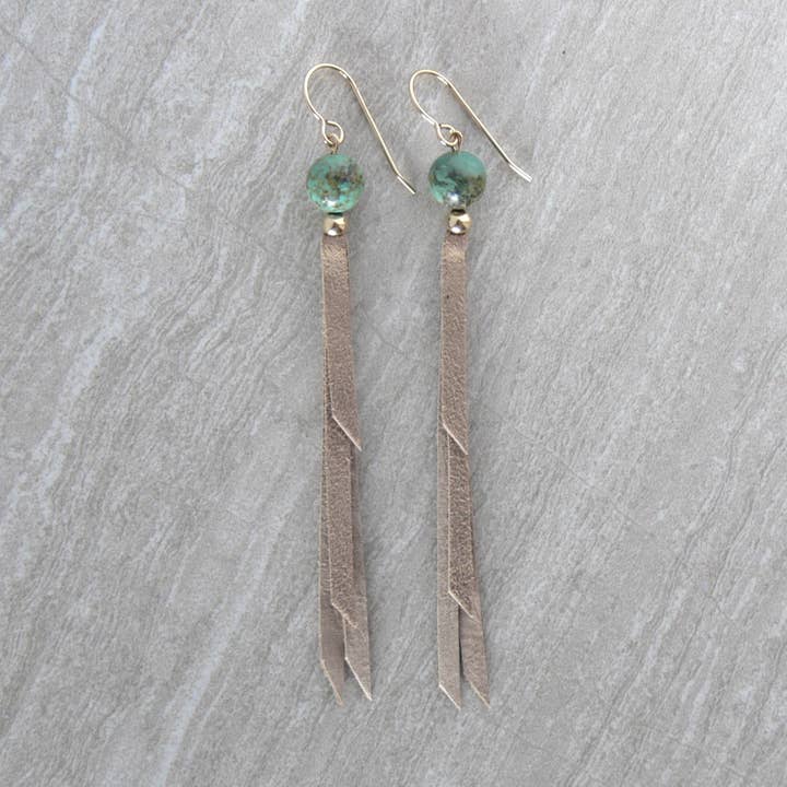 Turquoise Fringe Earrings for wholesale by Rope and Leather