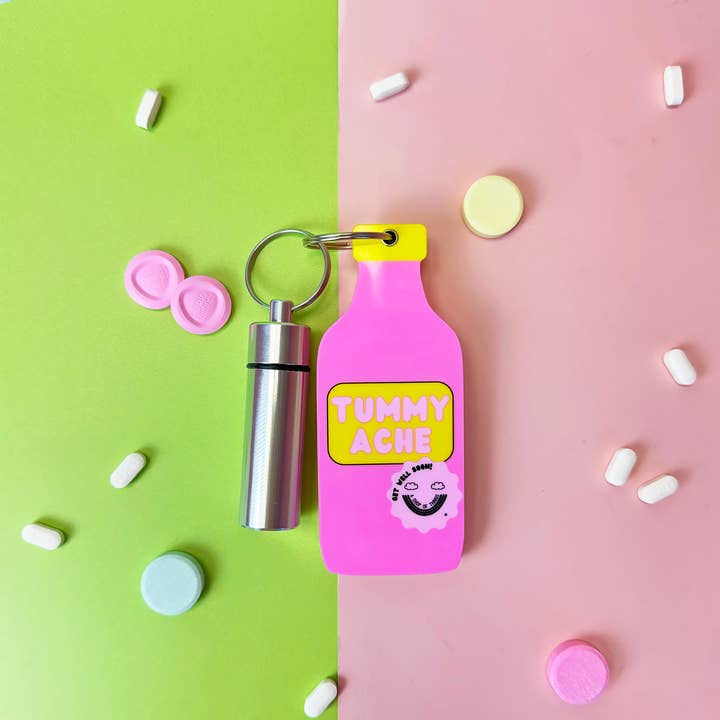 A Shop of Things - Wholesale Keychain - Women's - Tummy Hurts Mirror + Pill Case Keychain