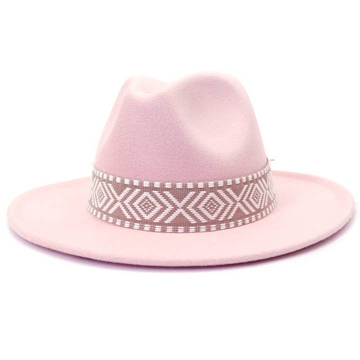 Suzie Q USA - Wholesale Fedora - Women's - Aztec Belt Retro Flat Fedora Hat24