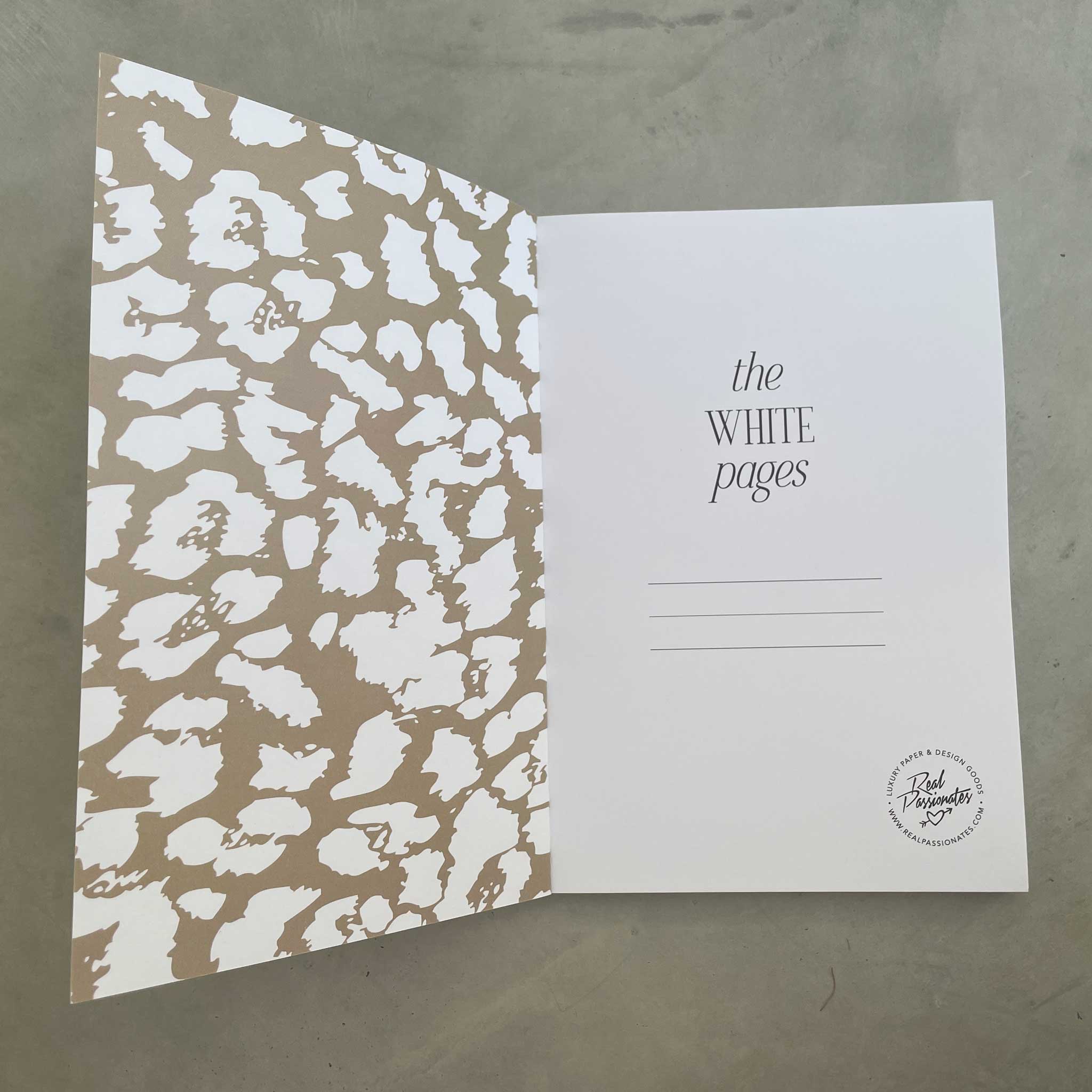 Real Passionates - Wholesale Notebook - Notizbuch, "White Pages", Leopard, A5, blanko Seiten1