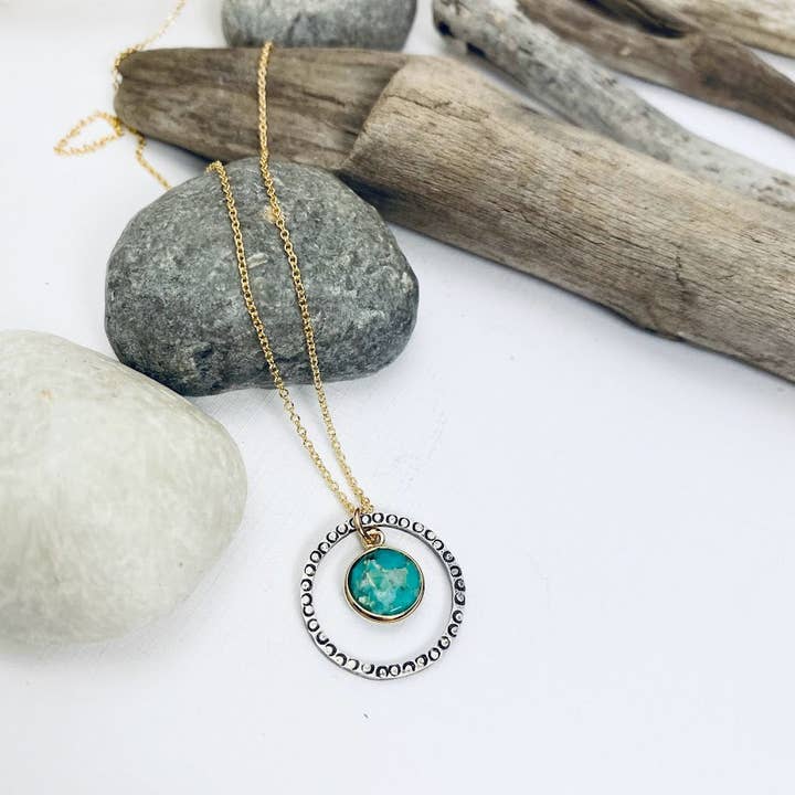 Mixed Metal Turquoise Necklace for wholesale by Laura J Designs