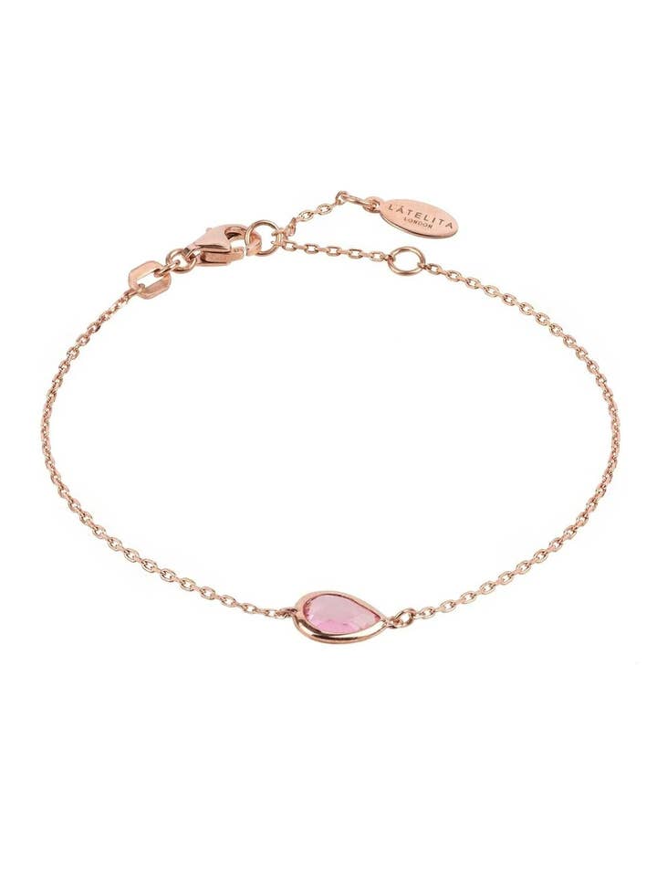 Pisa Mini Teardrop armband roségoud roze toermalijn voor wholesale door Latelita
