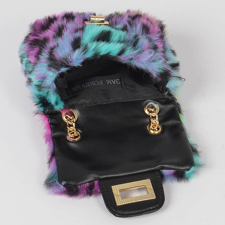 Multicolor Leo Faux Fur Mini Bag for wholesale on Faire