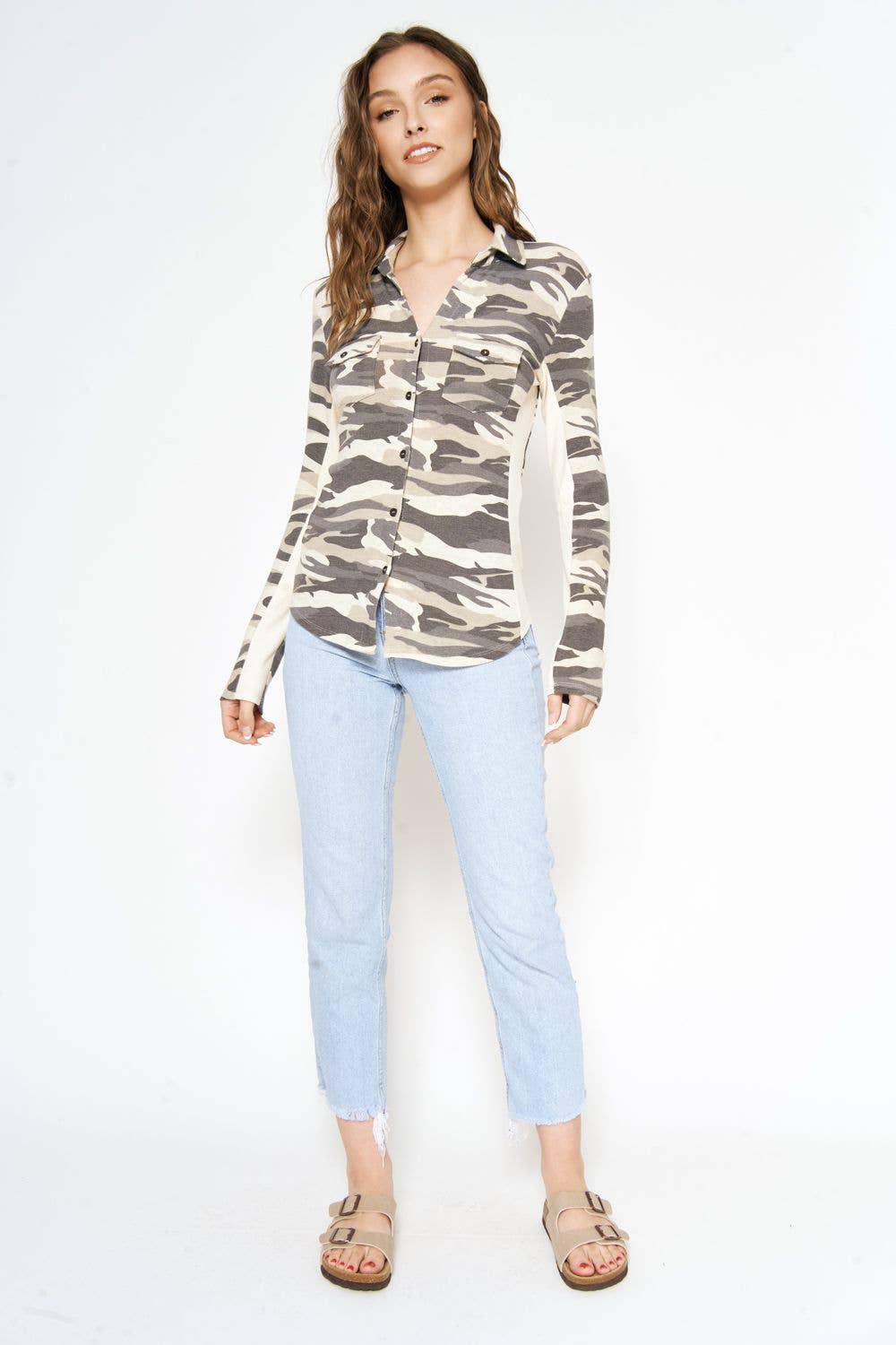 Mystree - Wholesale Button Down Shirt - Women's - 20152 Camo Print Shirt12