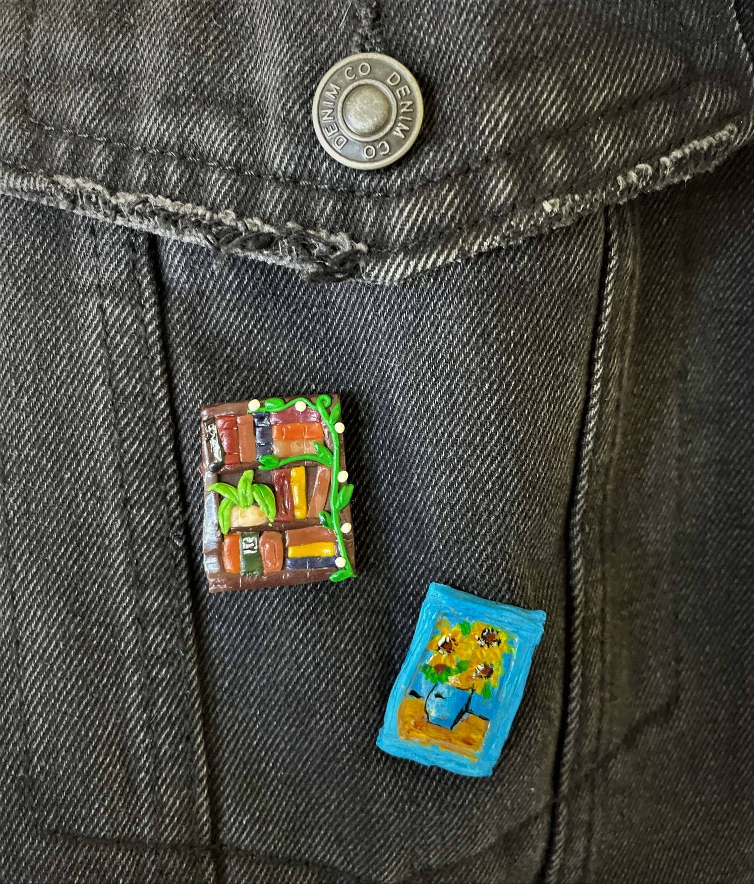 PrettySpookyDesigns - Wholesale Brooch - Polymer clay pin - Sunflowers | badge | Van Gogh accessories5