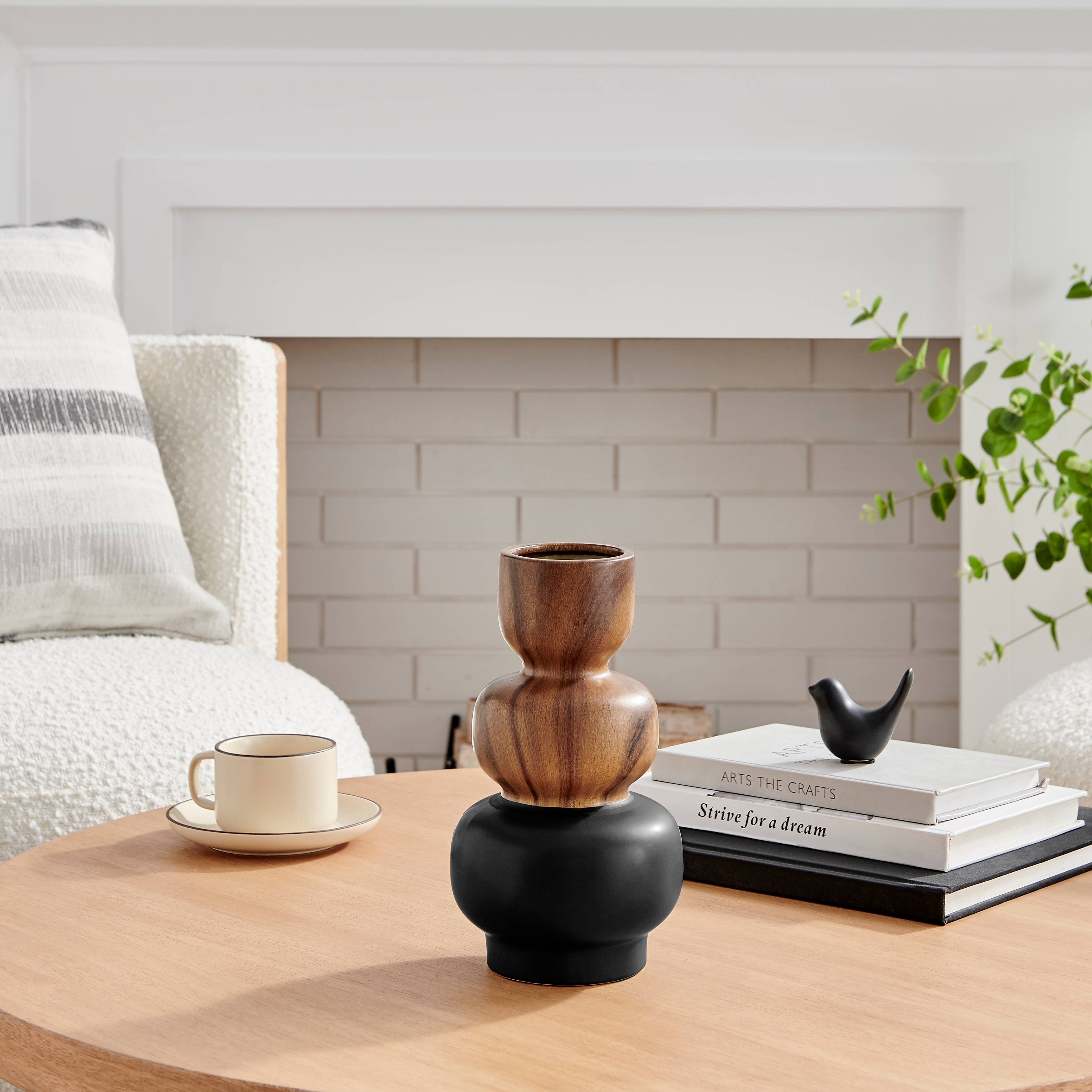 Danya B – wholesale Vase – Milo Trinnet 3 Tier Stack Two Tone Vase Black and Walnut11