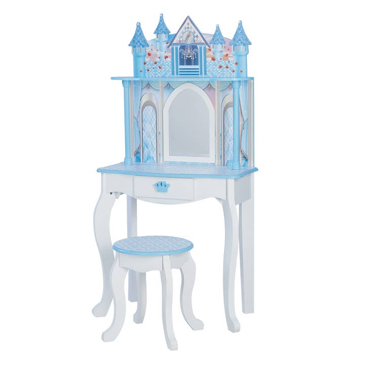 Dreamland Castle Play Vanity Set - White / Ice Blue for wholesale by Teamson