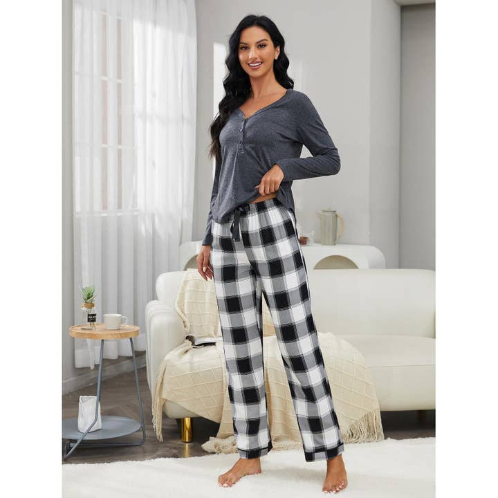 Black Elara Pajamas Women Autumn Winter Simple Casual Outdoor for wholesale on Faire3