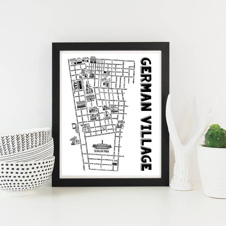 Whereabouts Shop - Wholesale Art Print - German Village Columbus Map Print
