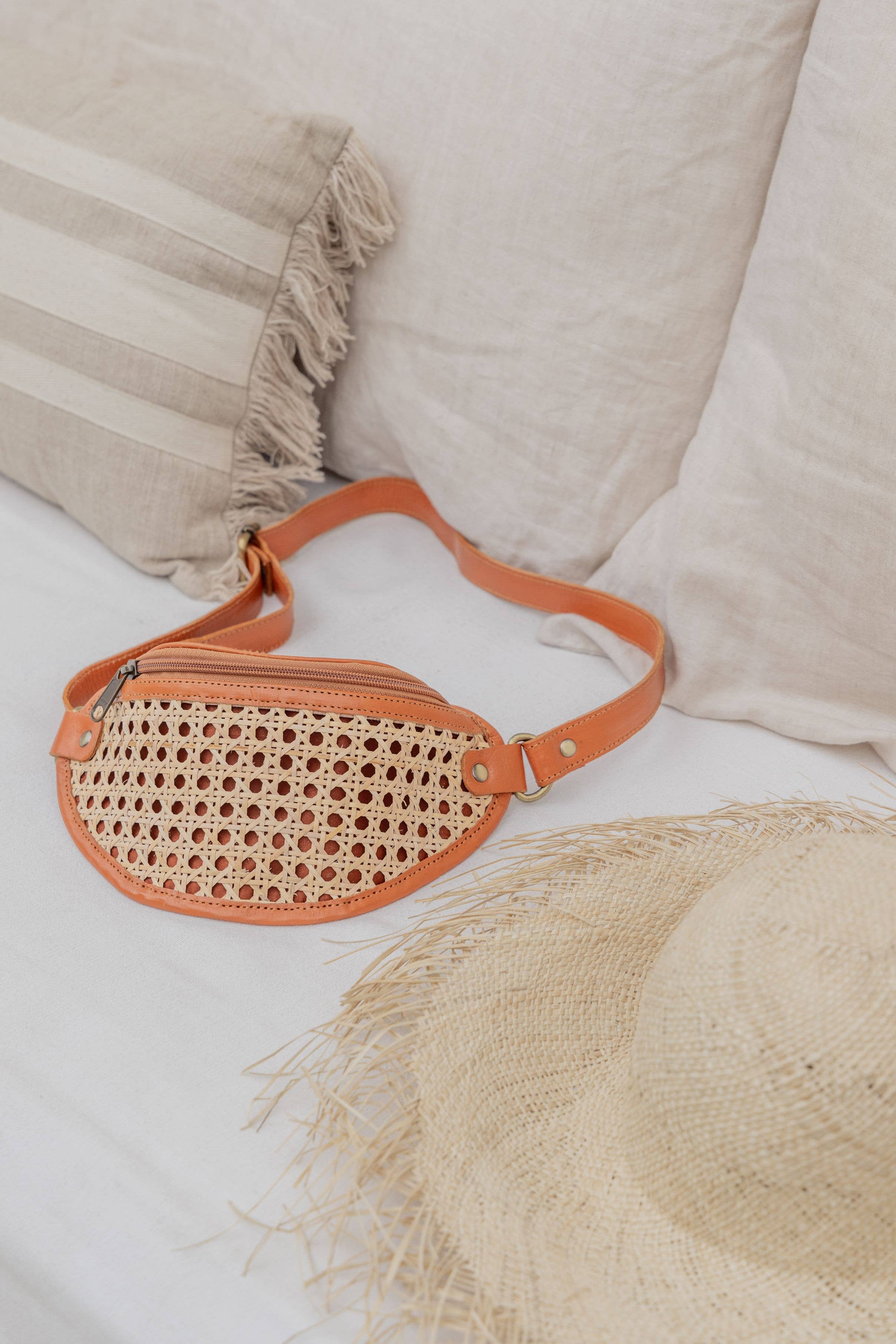 Village Thrive - Wholesale Belt Bag - Women's - Raja Leather and Cane Sling Bag2