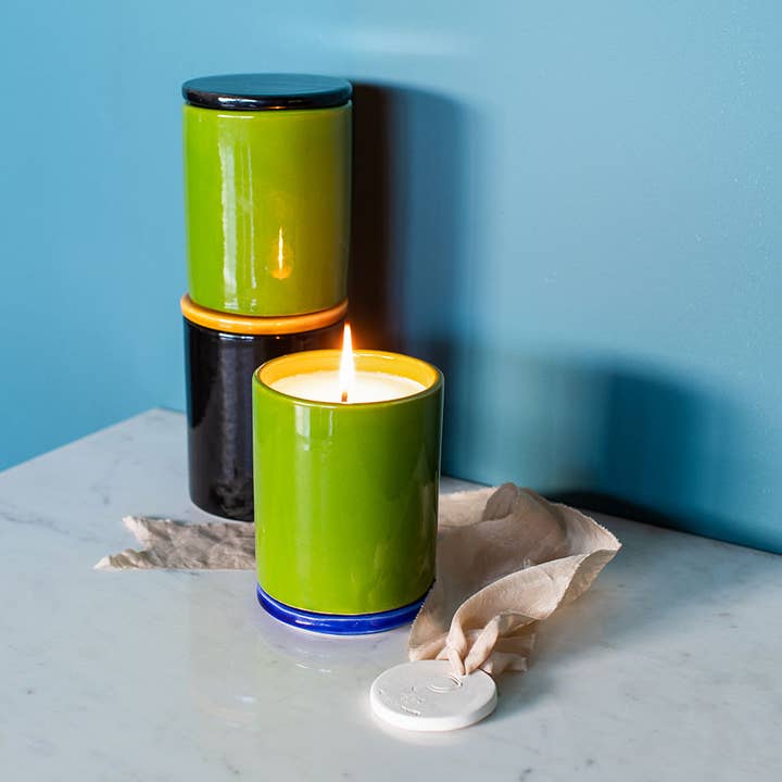 Sèvres Green & Blue Basilisca Candle for wholesale by MAISON PICHON UZES