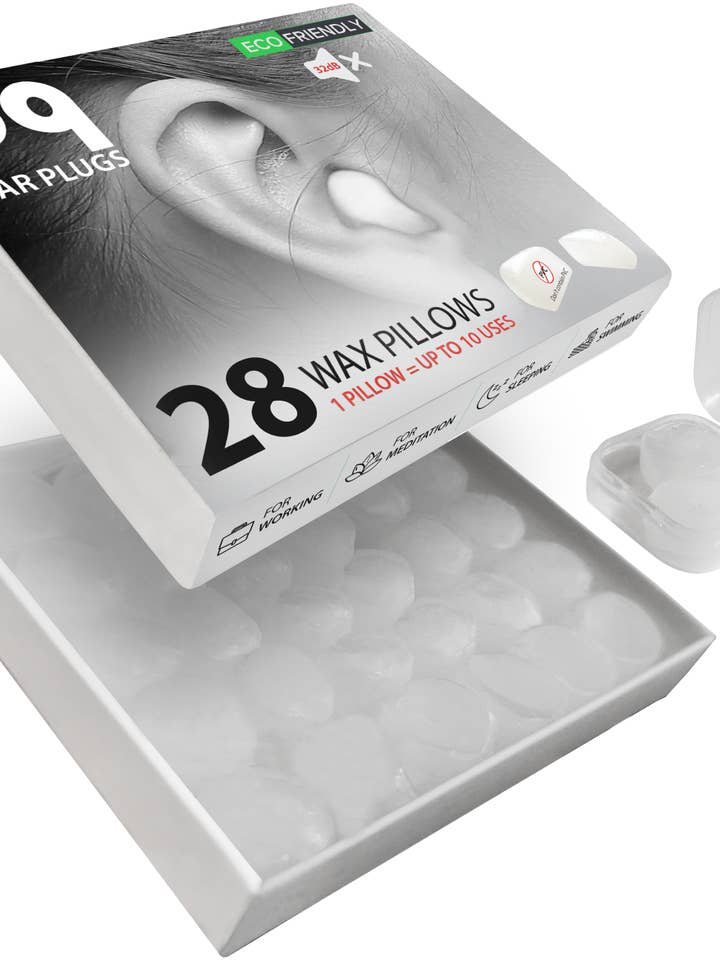 Bouchons d'oreille PQ Wax pour dormir - 28 bouchons d'oreille en cire de silicone pour Sl pour la vente par Peace&Quiet