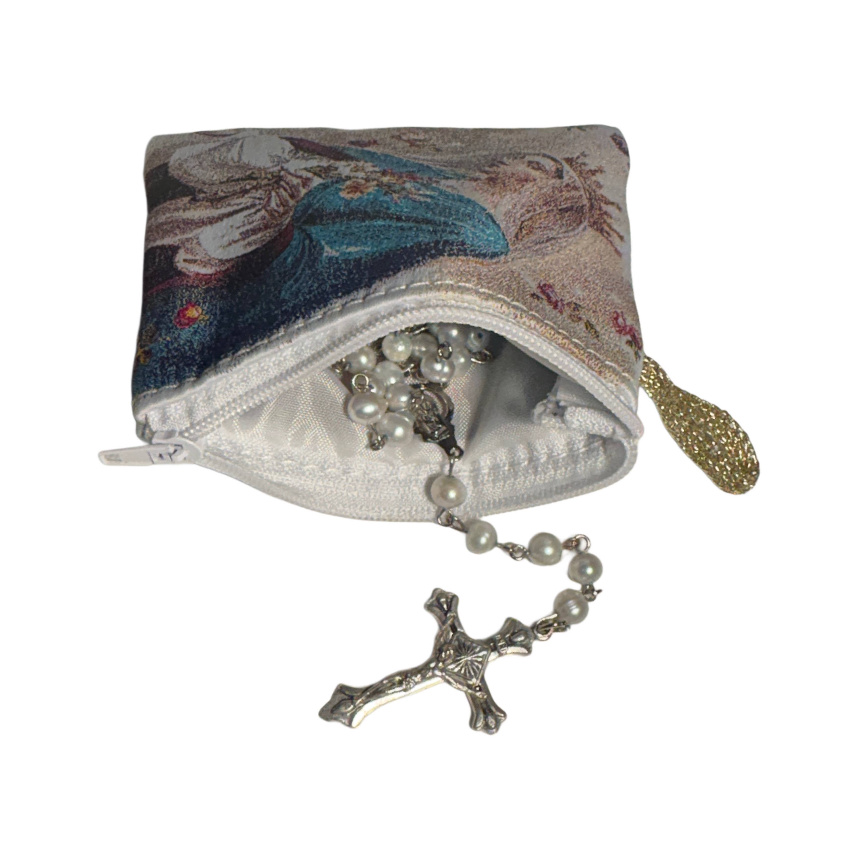 Oremus Mercy - Wholesale Pouch - Unisex - Rosary Pouch - Mystic Rose 3″ x 4″5