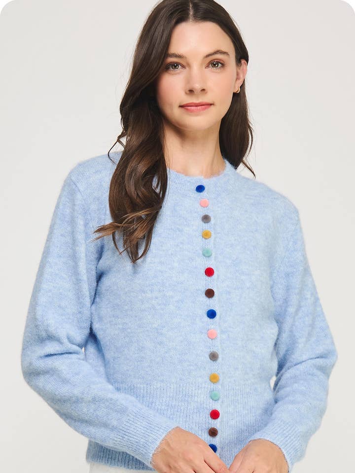 Cardigan en maille à boutons multicolores pour la vente par Strut & Bolt