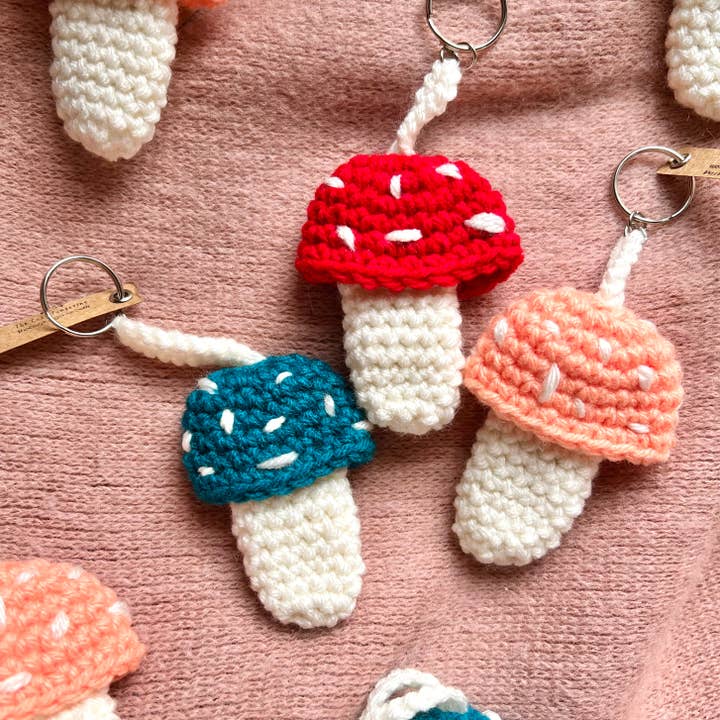 The Cozy Tangerine - Wholesale Keychain – Women's - Mushroom Keychain | Crochet Lighter & Chapstick Holder10