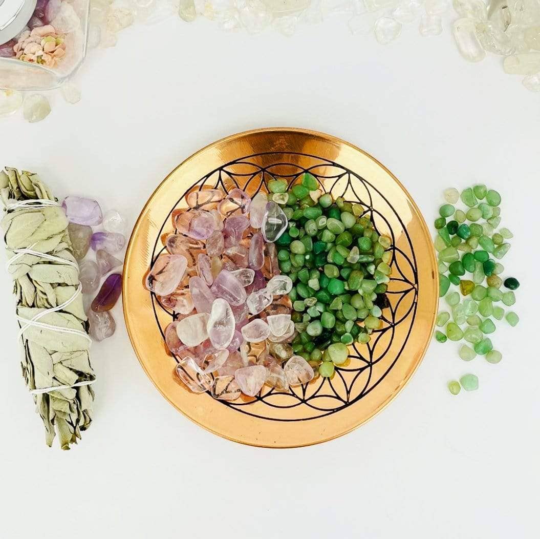 Rock Paradise - Wholesale Decorative Plate/Dish/Bowl - Crystal Copper Flower Of Life Grid offering bowl - (RK15-17)1