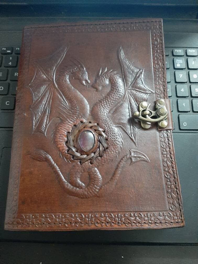 Jay mataji Handicrafts – Großhandel Tagebuch – Notizbuch aus Leder, doppelter Drache, Vintage-Papier, antik6