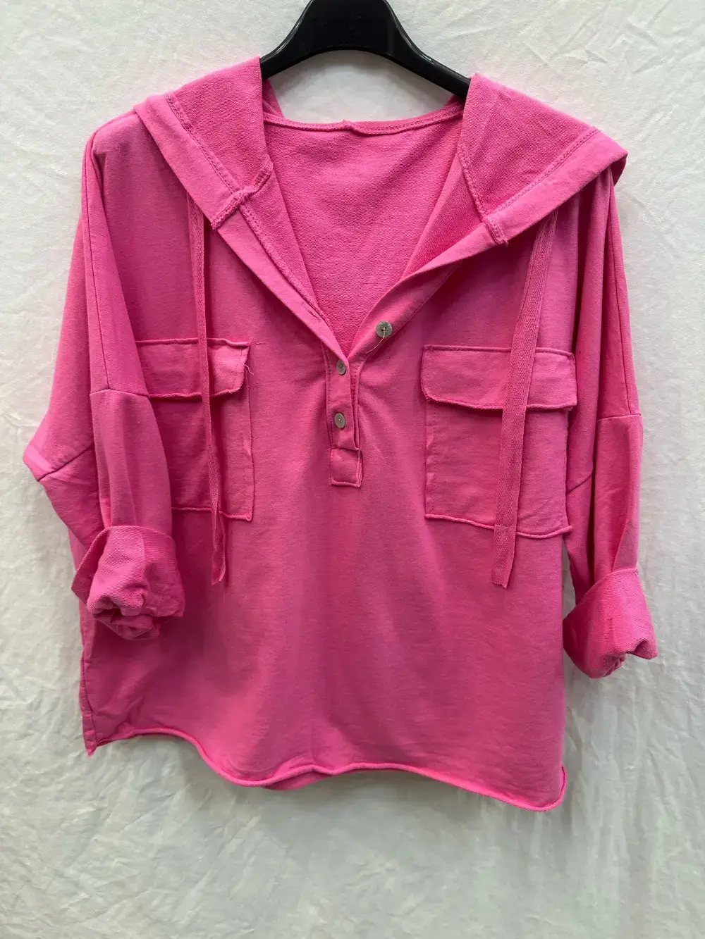 Mimi & Gogo - Wholesale Hoodie - Dames - Mimi & Gogo katoenen hoodie met zakken en knoopsluiting17