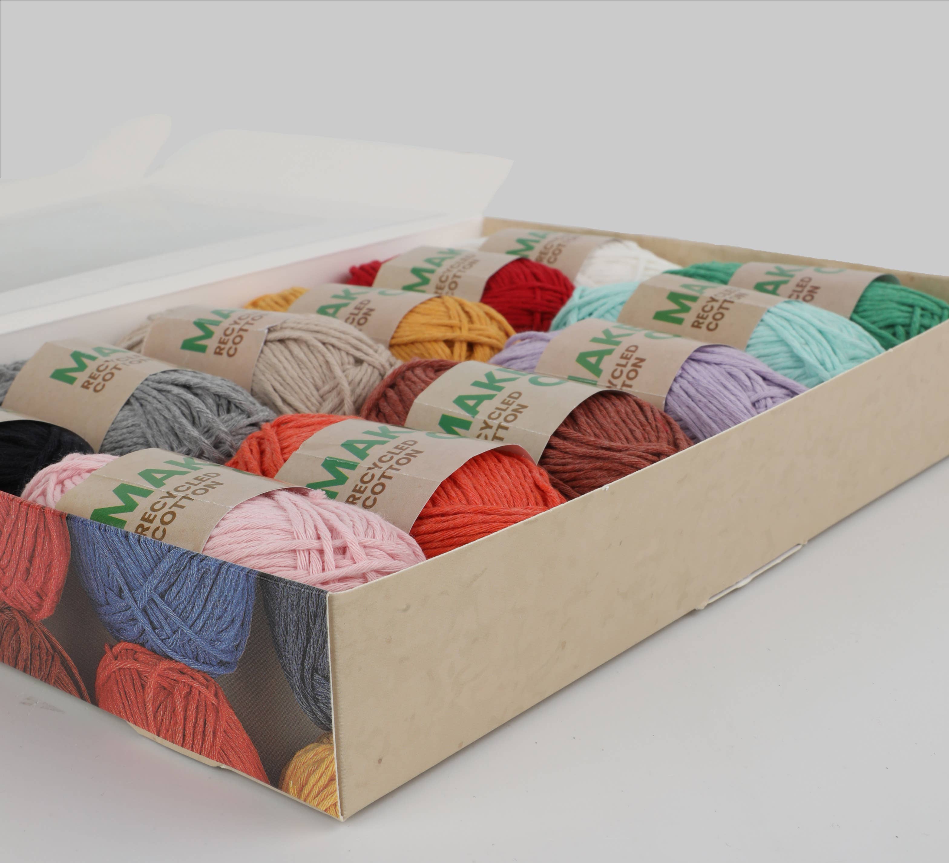 Creative World of Crafts - Wholesale Yarn - MakerCo Recycled Cotton Yarn Pack of 12 x 25g1