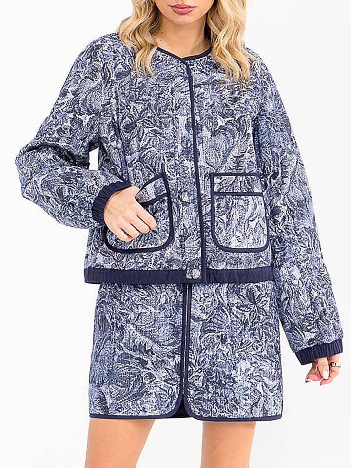 LONG SLEEVE JACKET & ZIP UP MINI SKIRT PADDED SET for wholesale by ROUSSEAU