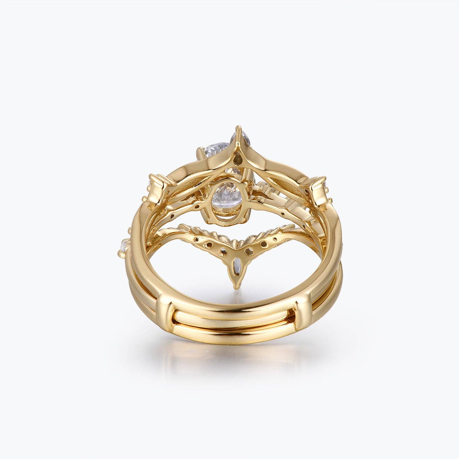 Dissoo - Wholesale Jewelry Set - Dissoo® Side Stones 1.5CT Oval Cut Moissanite Three-Piece Bridal Set12