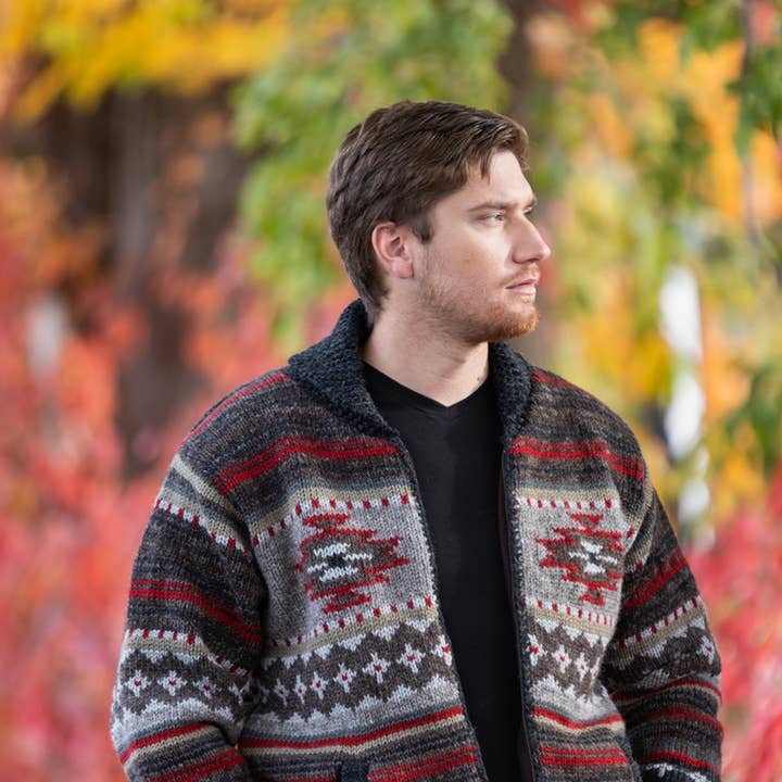 Lost Horizons Knitwear - Wholesale Knit Sweater - Men's - Mateo Wool Sweater – Southwestern Knit Zip Cardigan1