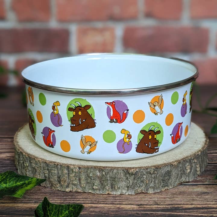 Gruffalo Enamel Bowl for wholesale by Robert Frederick Ltd