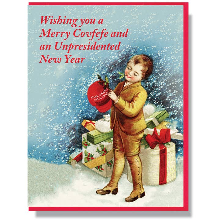 Merry Covfefe And An Unpresidented New Year Card for wholesale by Smitten Kitten