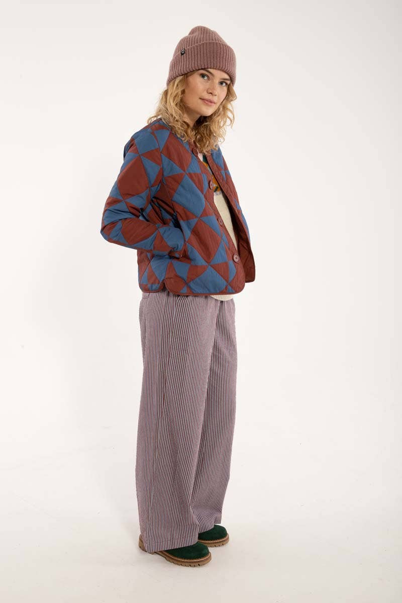 Danefae København - Wholesale Jacket - Women's - Daneland AOP Thermo Jacket Dk Brick/Warm Blue DIAMETRIC3