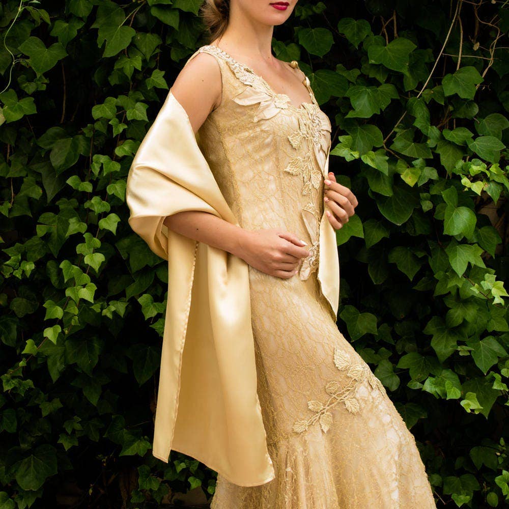 BridalSpain - Wholesale Wrap - Women's - Gold Satin Scarf Wrap Shawl for Weddings and Prom3