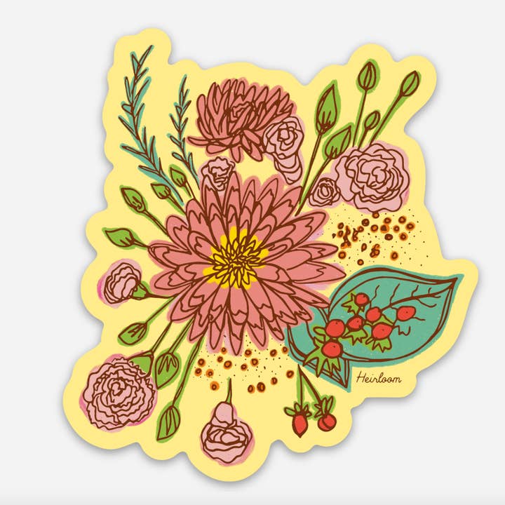 Summer Flower Bouquet Vinyl Sticker for wholesale by Heirloom Design Co.