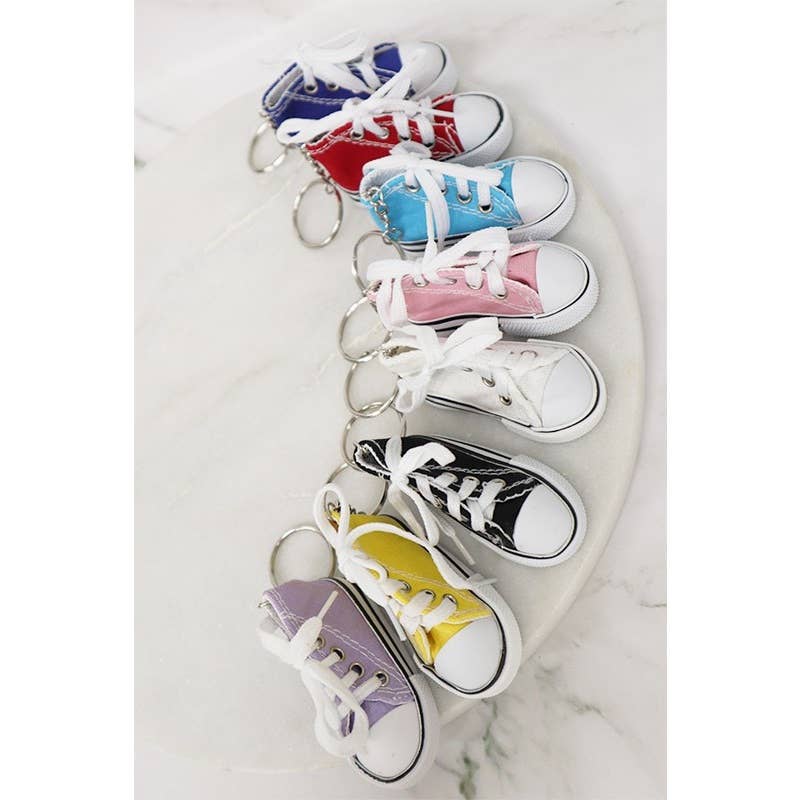 MIX COLOR Canvas Rubber Sole Sneakers Novelty Key Chain for wholesale on Faire5