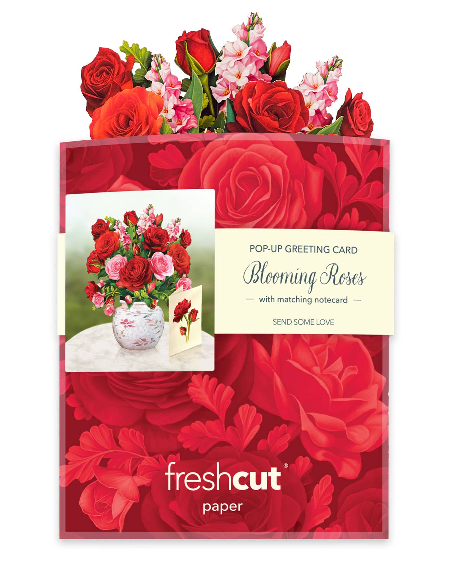 FreshCut Paper LLC - Wholesale Everyday Greeting Card - Mini Blooming Roses (10 Pop-up Greeting Cards)2
