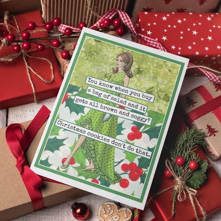 Raven's Rest Studio - Wholesale Christmas Card - Funny Christmas Card. Salad all Brown and Soggy?