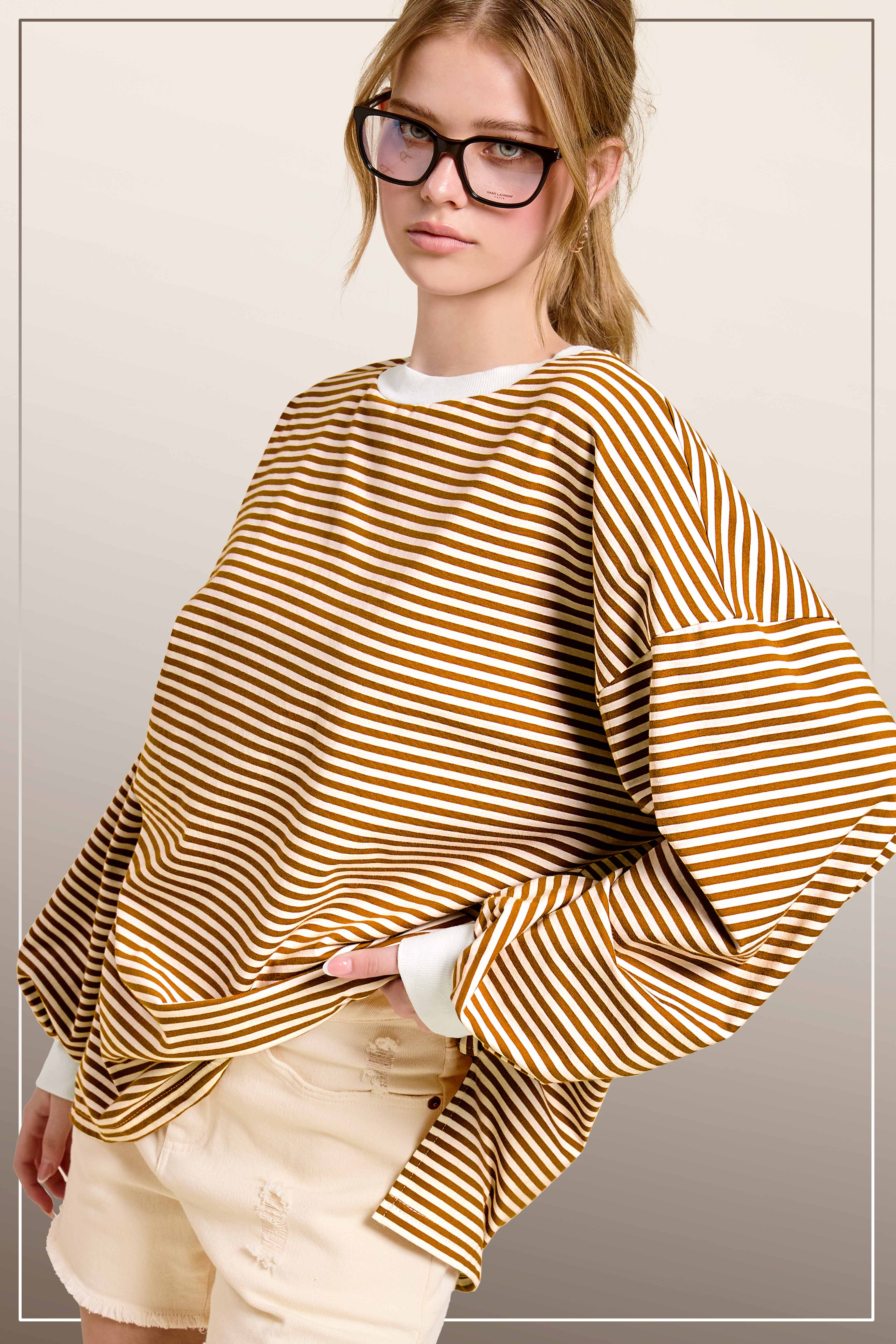 La Miel - Vente Haut en maille – femme - Pull oversize à manches longues rayé18