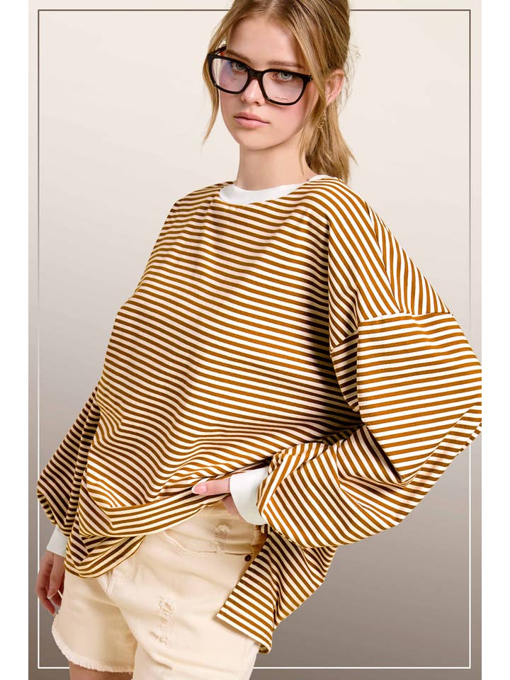 La Miel - Vente Haut en maille – femme - Pull oversize à manches longues rayé18