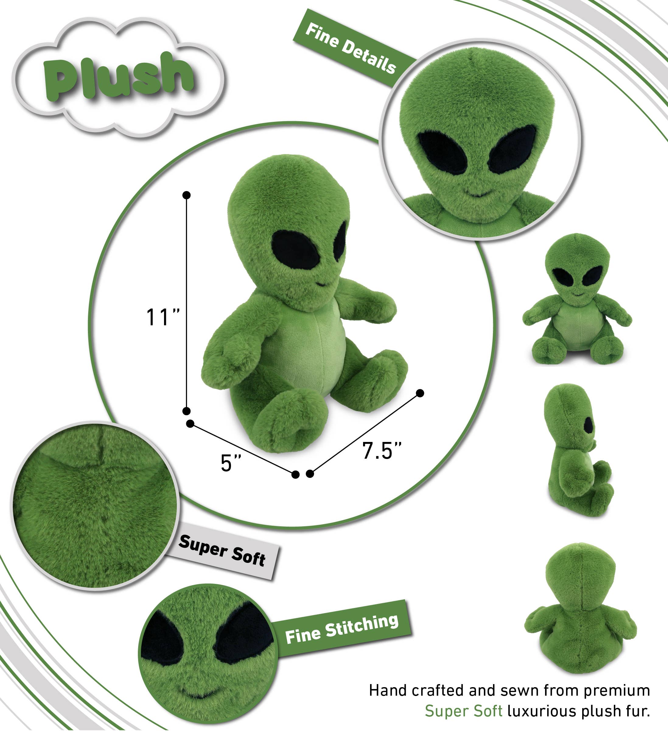 Cota Global - Wholesale Stuffed/Plush Toy - Kids & Baby - Super-Soft Plush - Alien 11"2