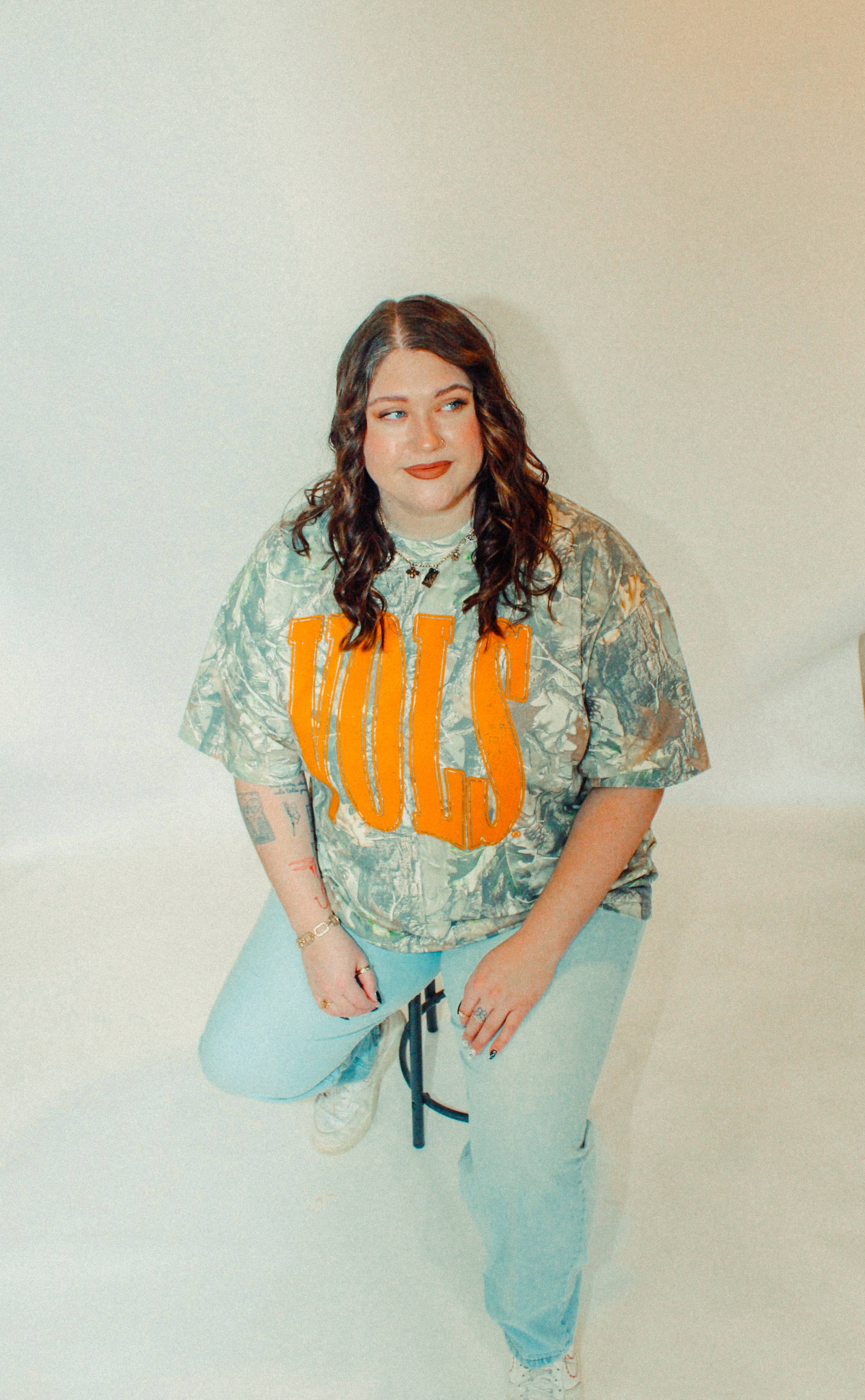 90's Tennessee VOLS, Camo Boxy Cotton TShirt  for wholesale on Faire4