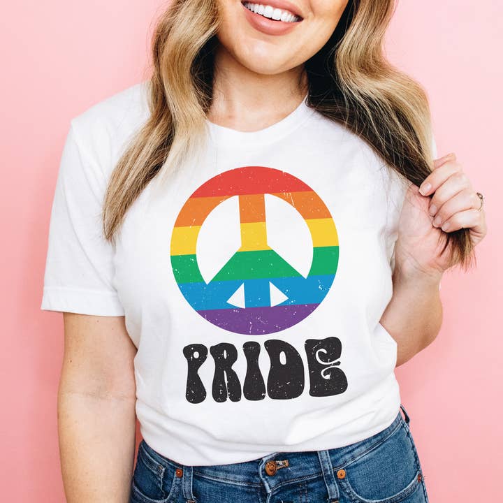Peace Sign Rainbow Pride Shirt for wholesale by Lucky Luna Apparel
