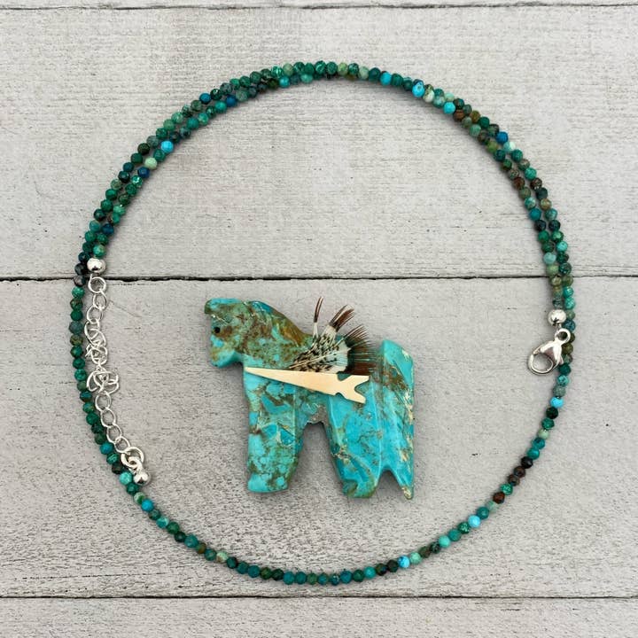 Faceted Turquoise and Sterling Silver Beaded Necklace for wholesale by Sunlight Silver Jewelry