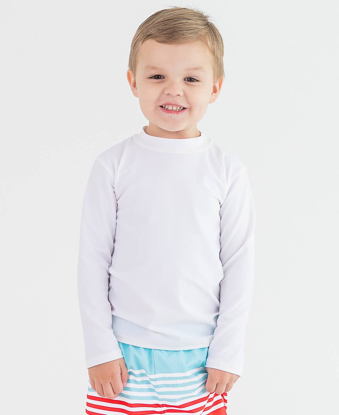 Boys White Long Sleeve Rash Guard for wholesale on Faire2