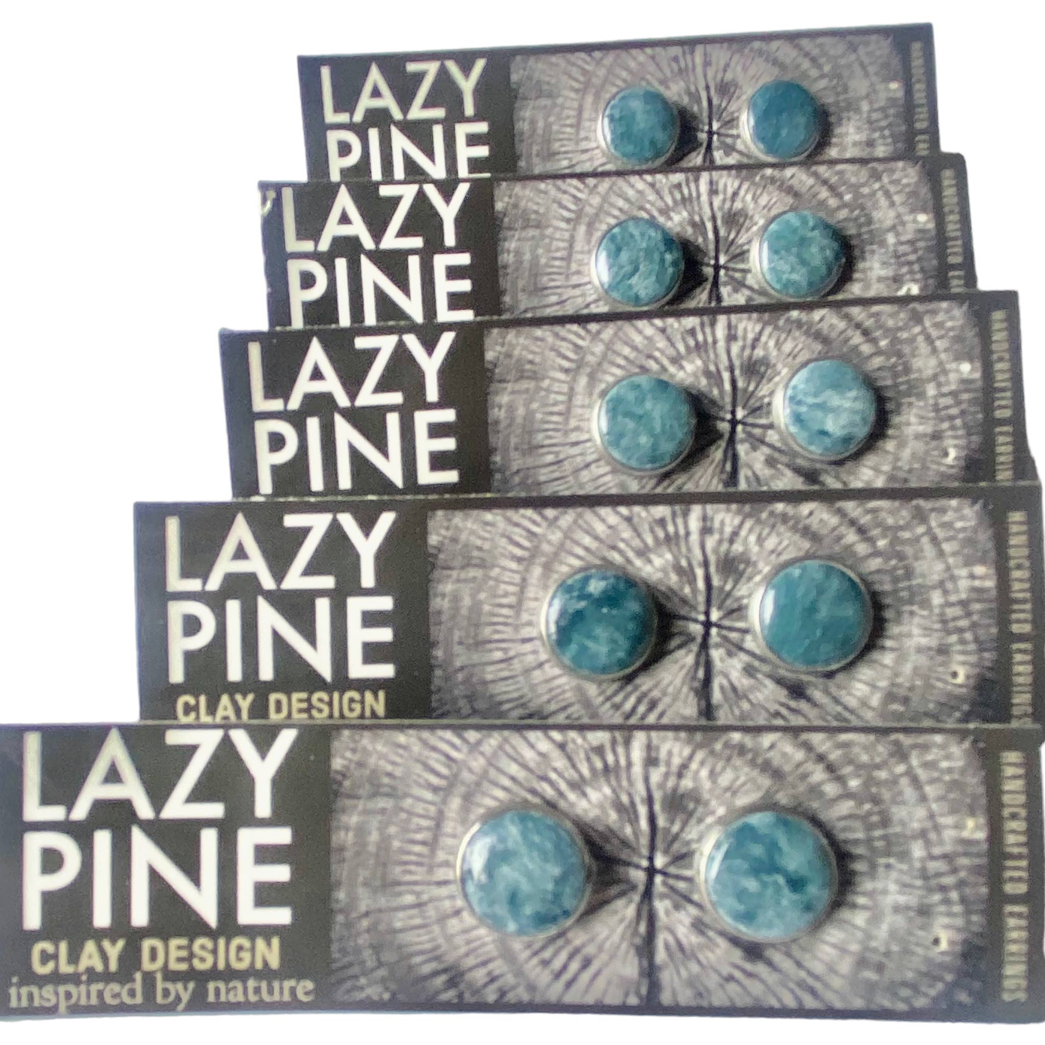 Lazy Pine Clay Design - Wholesale Jewelry Set - Stonewashed Framed Stud Sets2