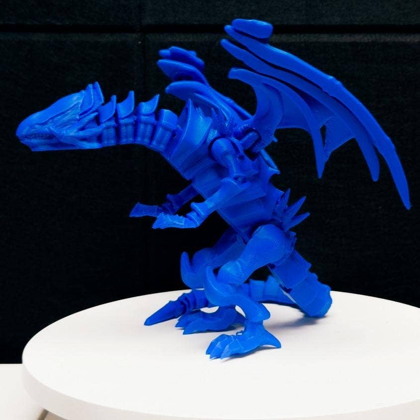 August Art House - Wholesale Figurine Toy - Kids - Blue-Eyes White Dragon Fully Articulated Anime Yugioh Figure Matte Blue Over 12 Inch Posable Handmade Kaiju Toy Flexible Limbs Gift Monster3