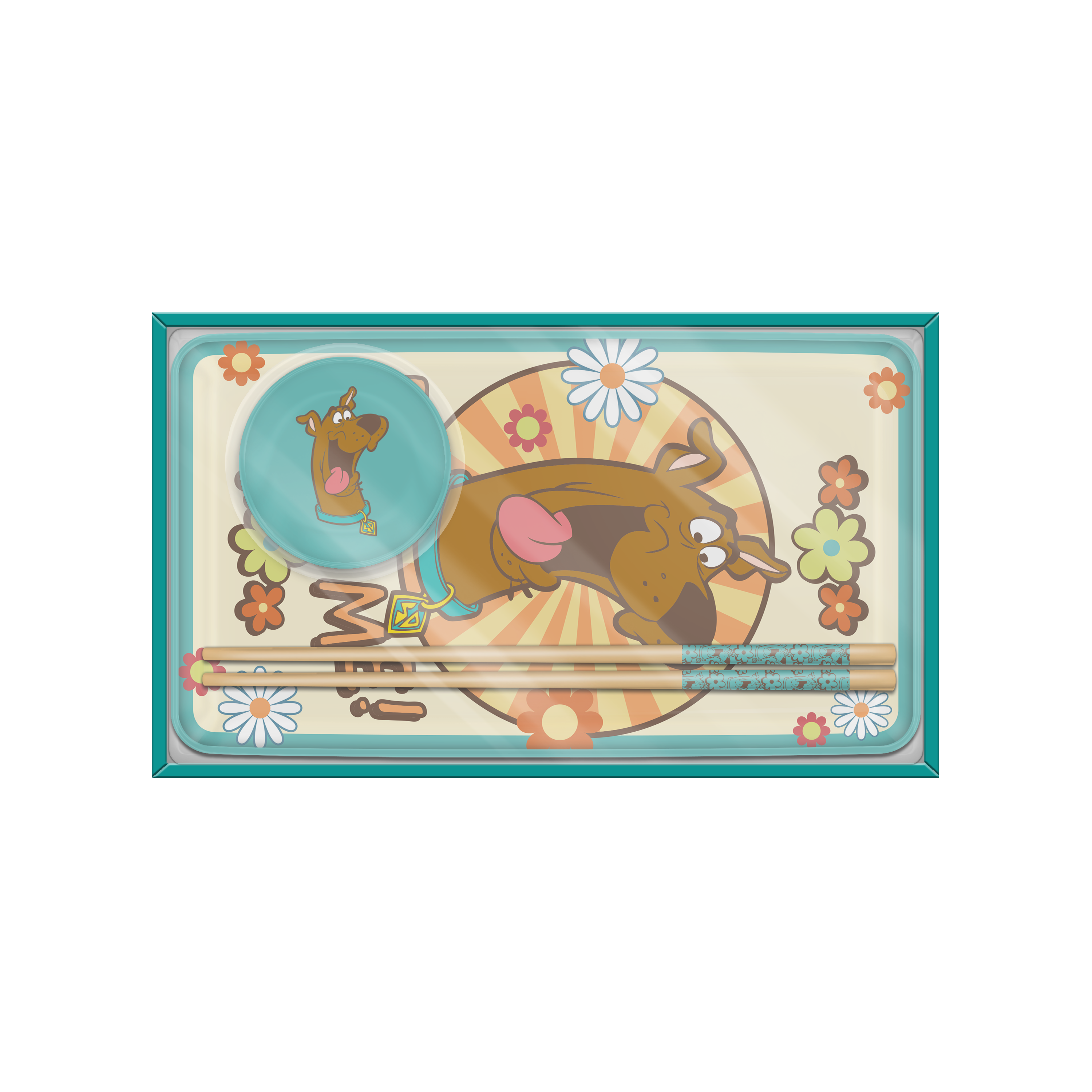 Silver Buffalo - Wholesale Dinnerware Set - Scooby Doo Retro Flowers Feed Me Boxed 3pc Ceramic Sushi Set1