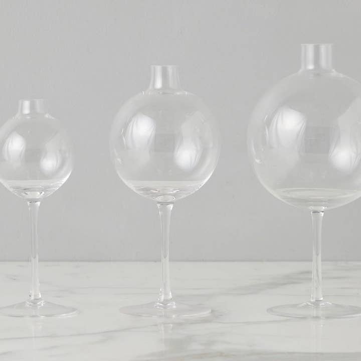 etúHOME - Wholesale Vase - Clear Wine Glass Shaped Flower Vase, Large