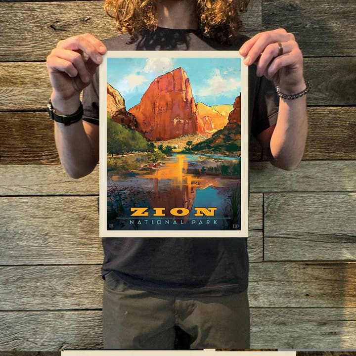 Zion NP: Virgin River Valley (63 National Parks) Art Print for wholesale by Anderson Design Group