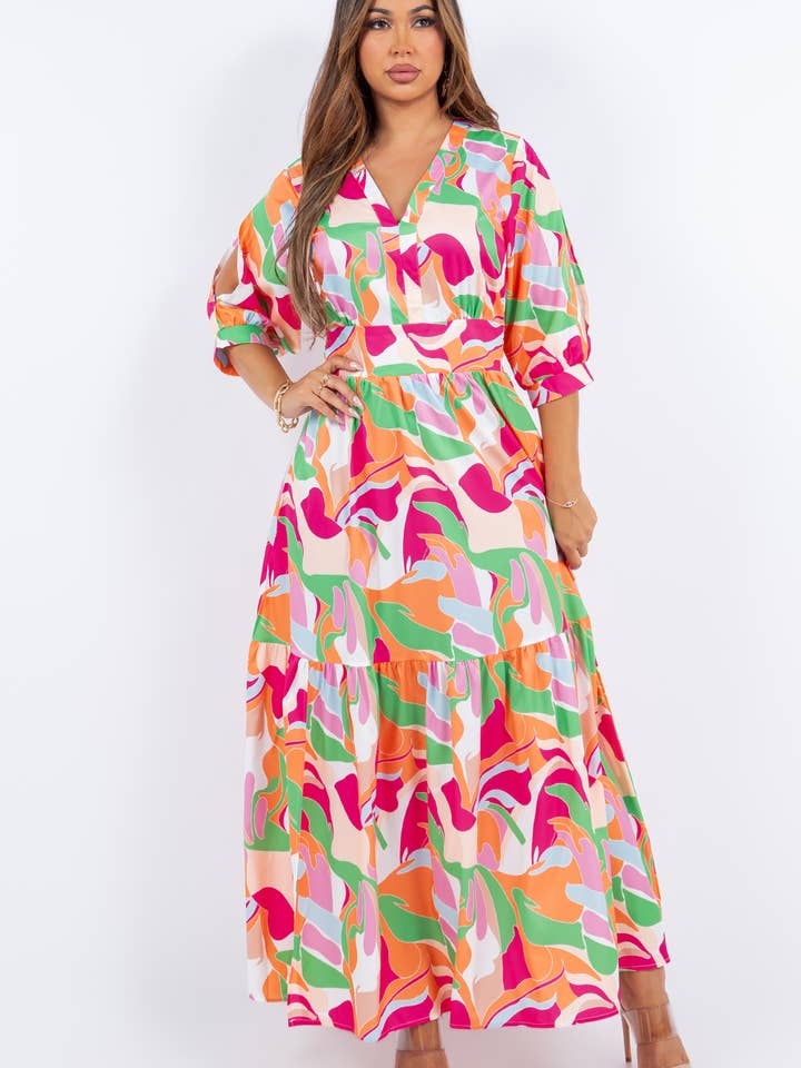 Maxiklänning med grafiskt tryck för kvinnor för wholesale av Fashion Space