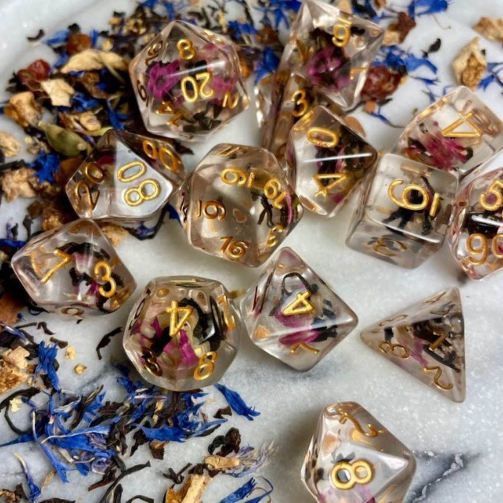 Snowbright Studio - Wholesale Dice - Tea-infused RPG Dice2