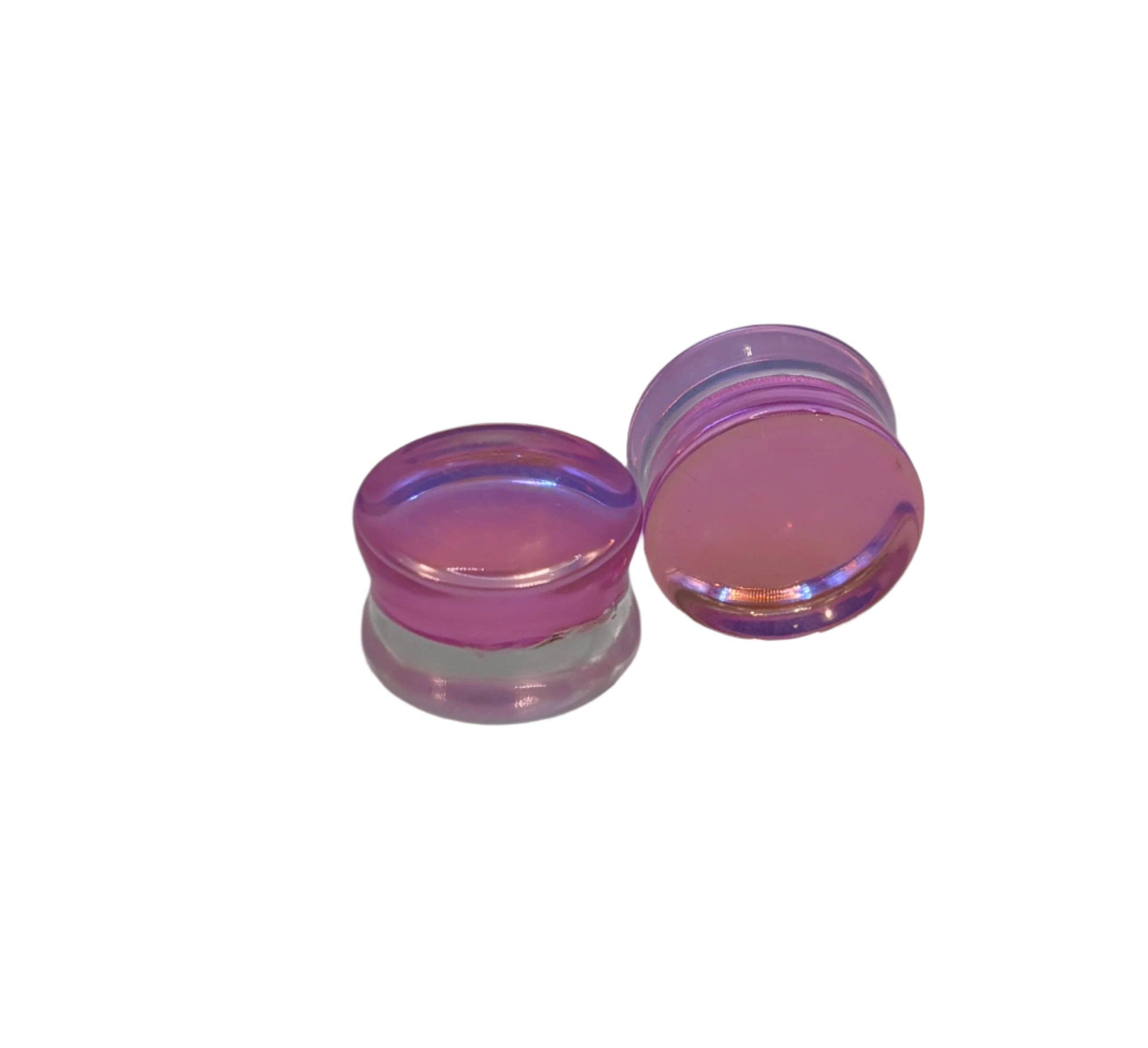 EC Plugs and Gems - Vente Écarteurs - Paire de plugs évasés en verre rose 6mm-32mm2